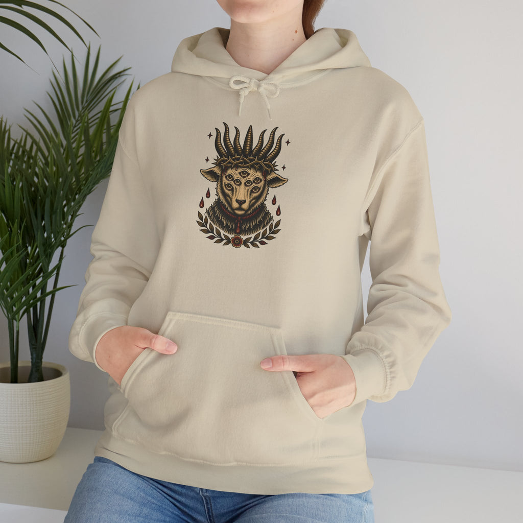 Sacrificial Lamb Hoodie with Revelation 5:6 Scripture Back Print