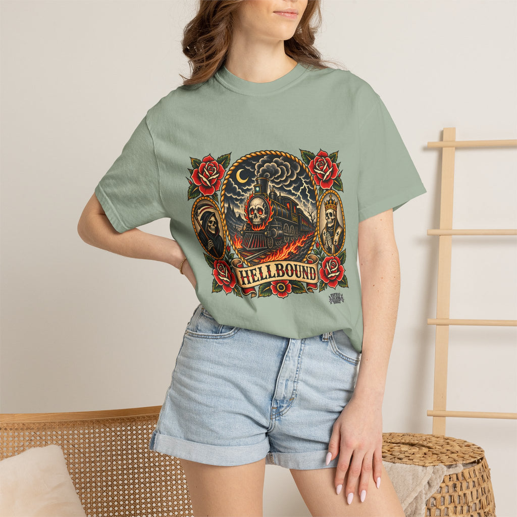 Hellbound Skull Train Tattoo Flash T-Shirt