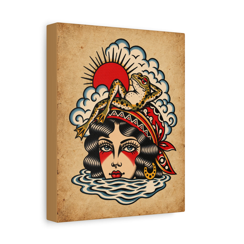 Lady of The Lake Tattoo Flash Canvas Wall Art