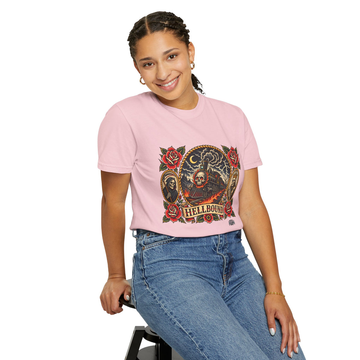 Hellbound Skull Train Tattoo Flash T-Shirt