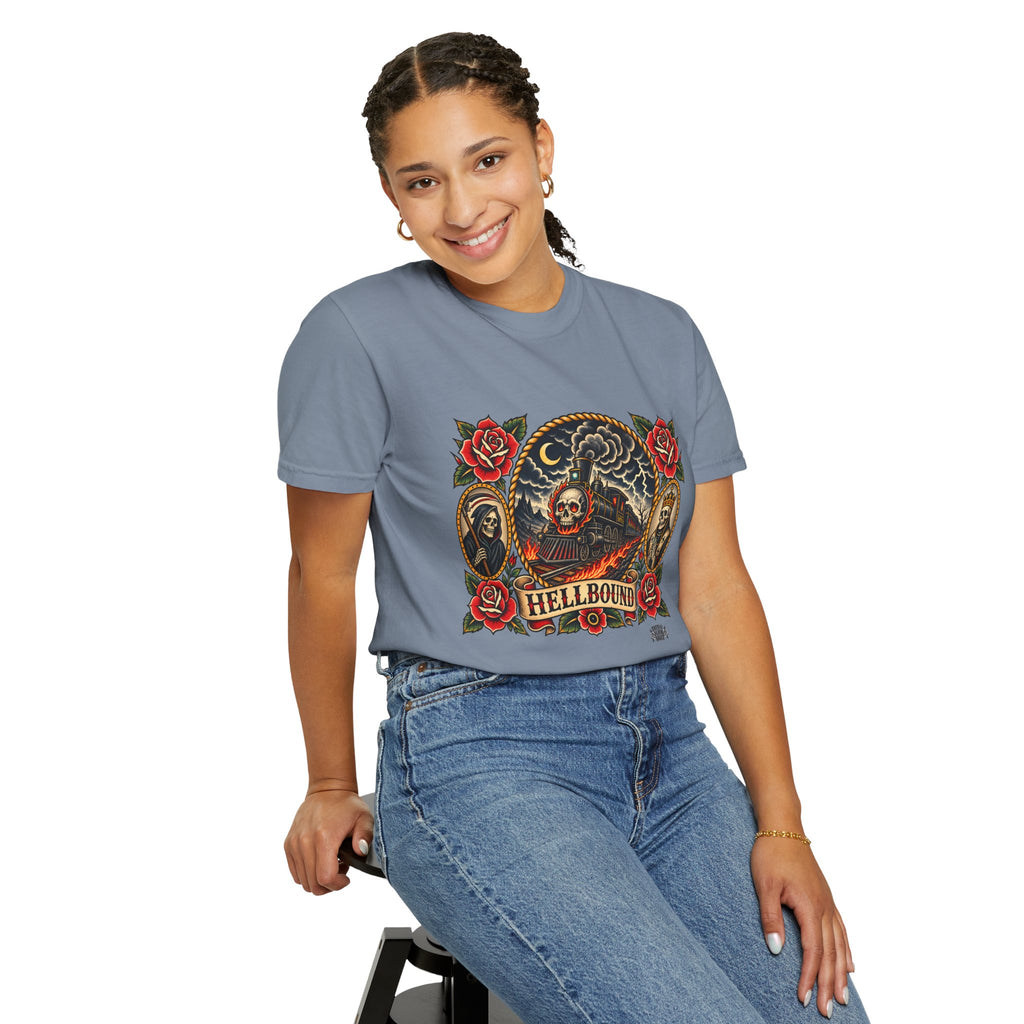 Hellbound Skull Train Tattoo Flash T-Shirt