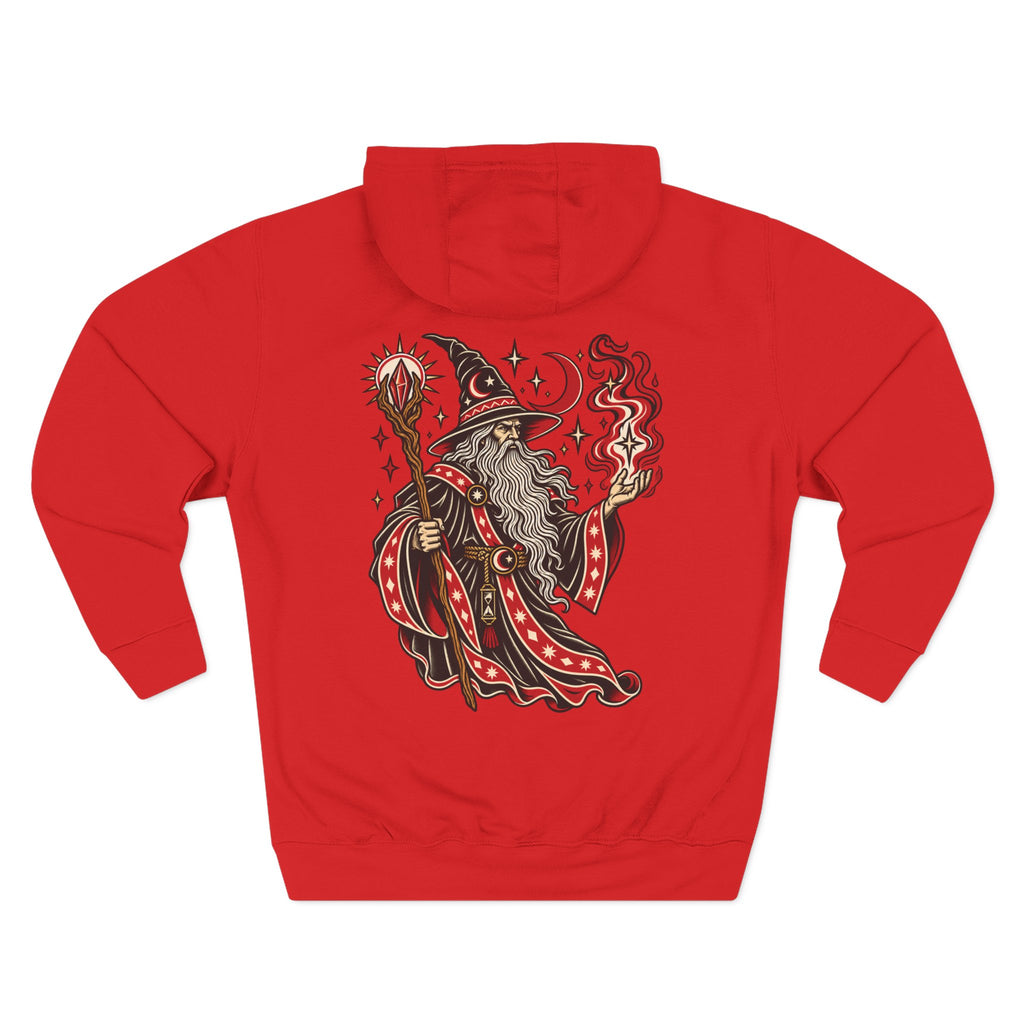 Fire Wizard Tattoo Flash Pullover Hoodie (Back Design)