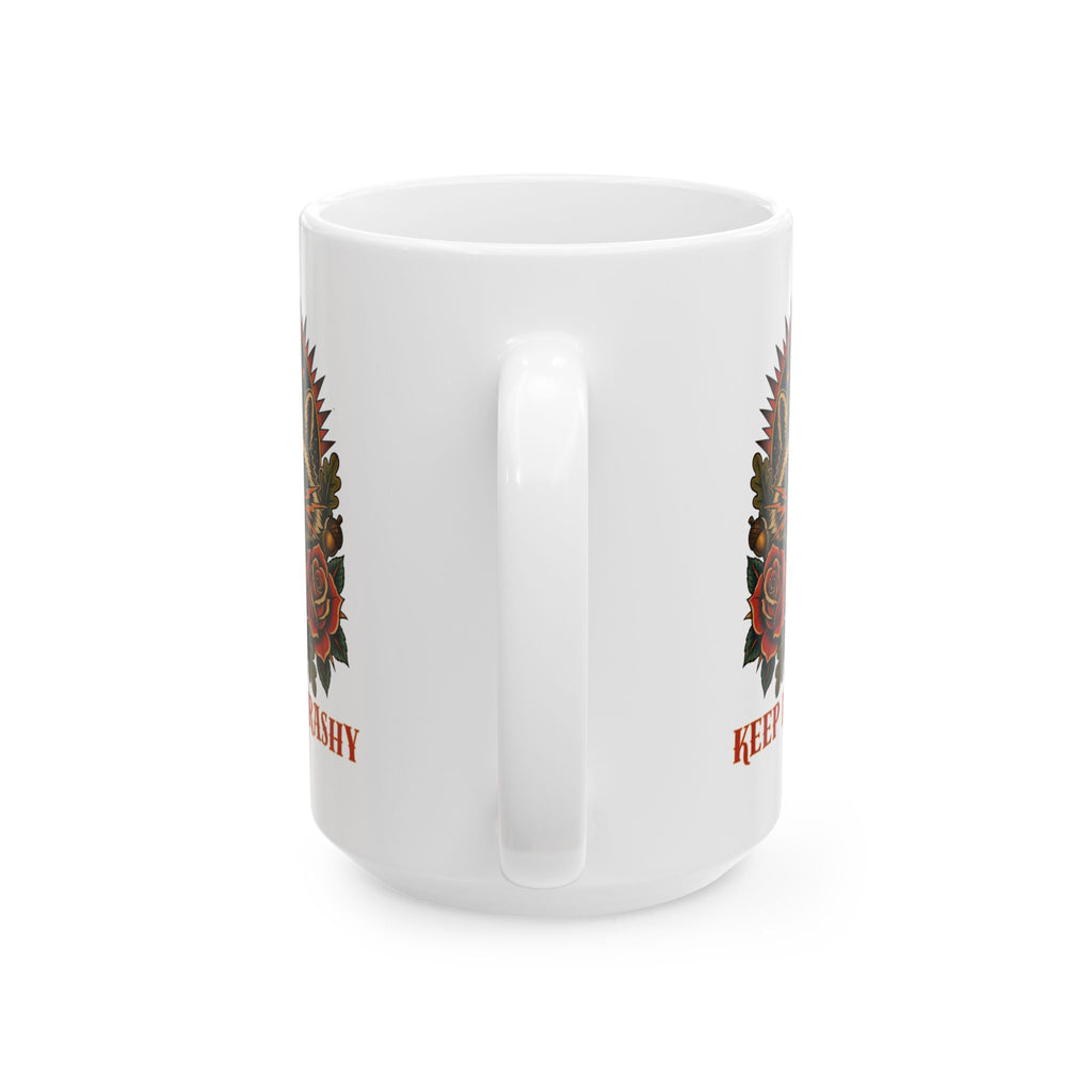 Keep It Trashy Raccoon Tattoo Flash Ceramic Coffee Cup