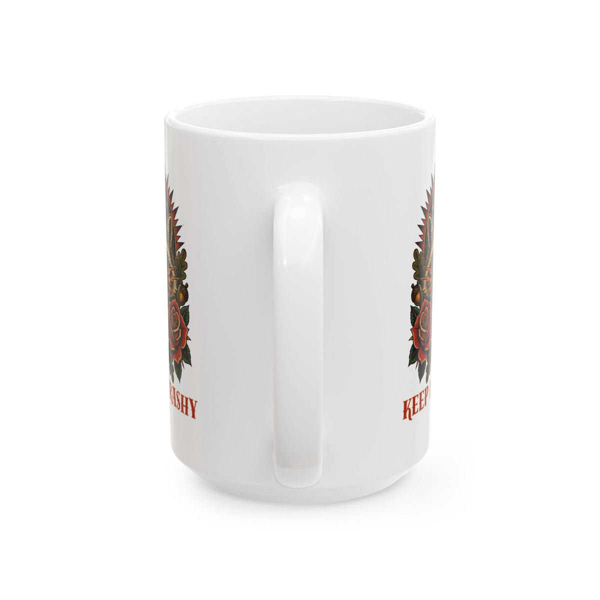 Keep It Trashy Raccoon Tattoo Flash Ceramic Coffee Cup