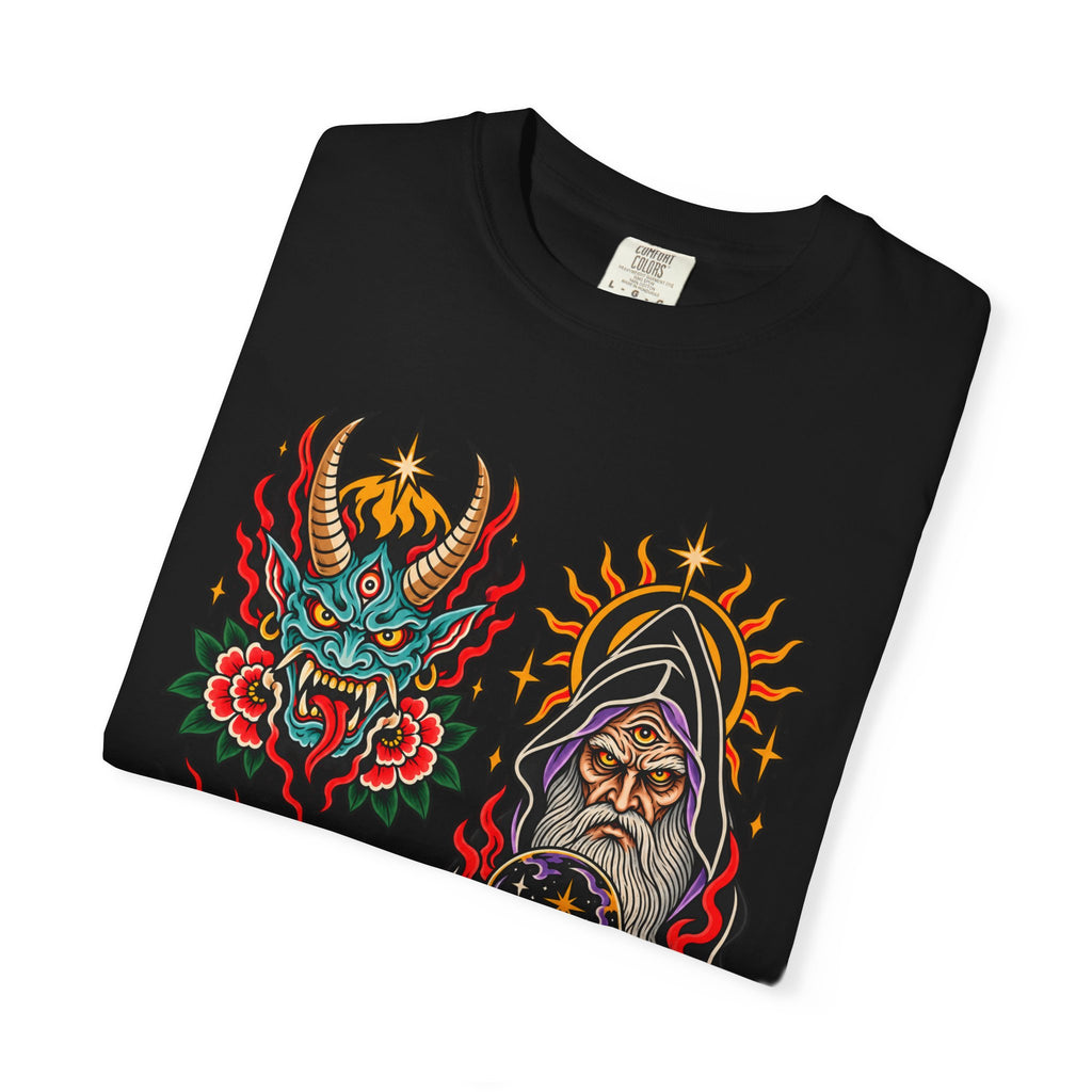 Wizard, Oni and Skull Tattoo Flash T-Shirt