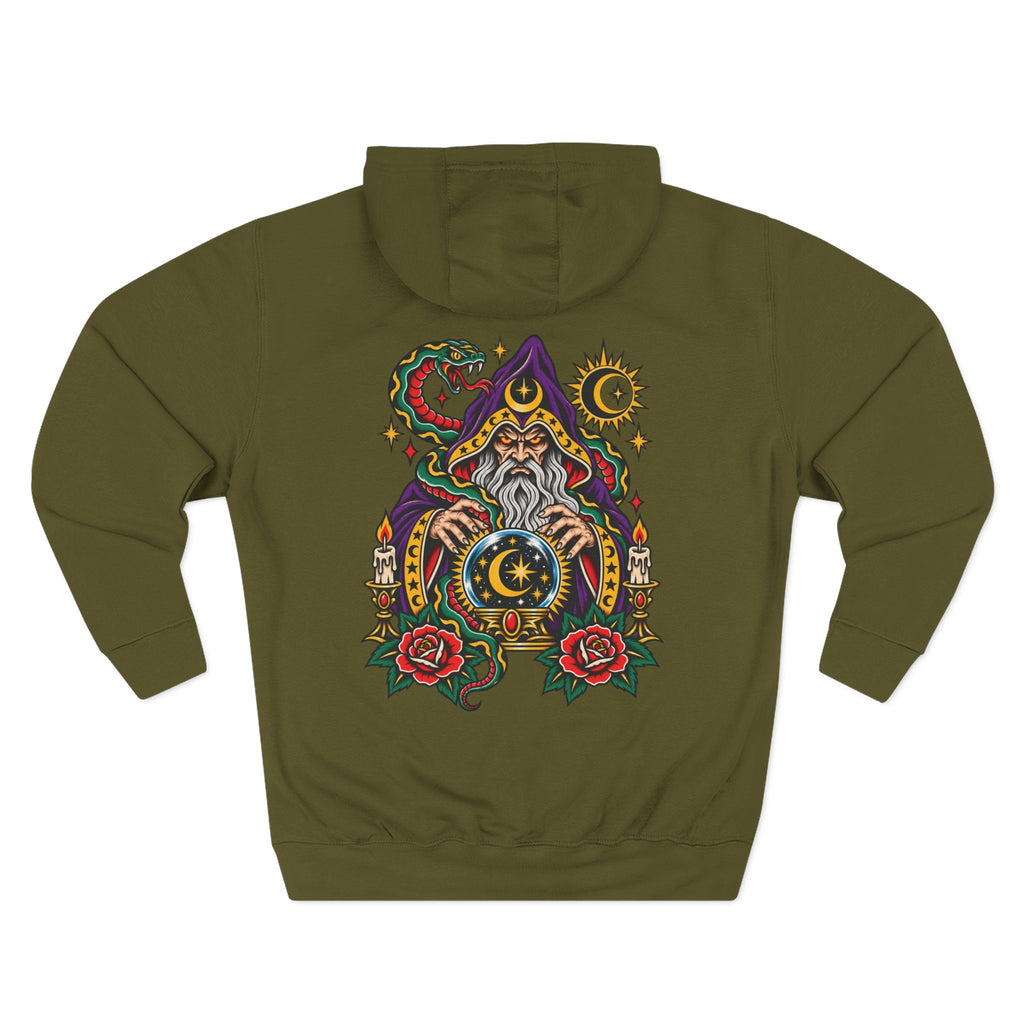 Wizard Oracle Tattoo Flash Pullover Hoodie (Back Design)