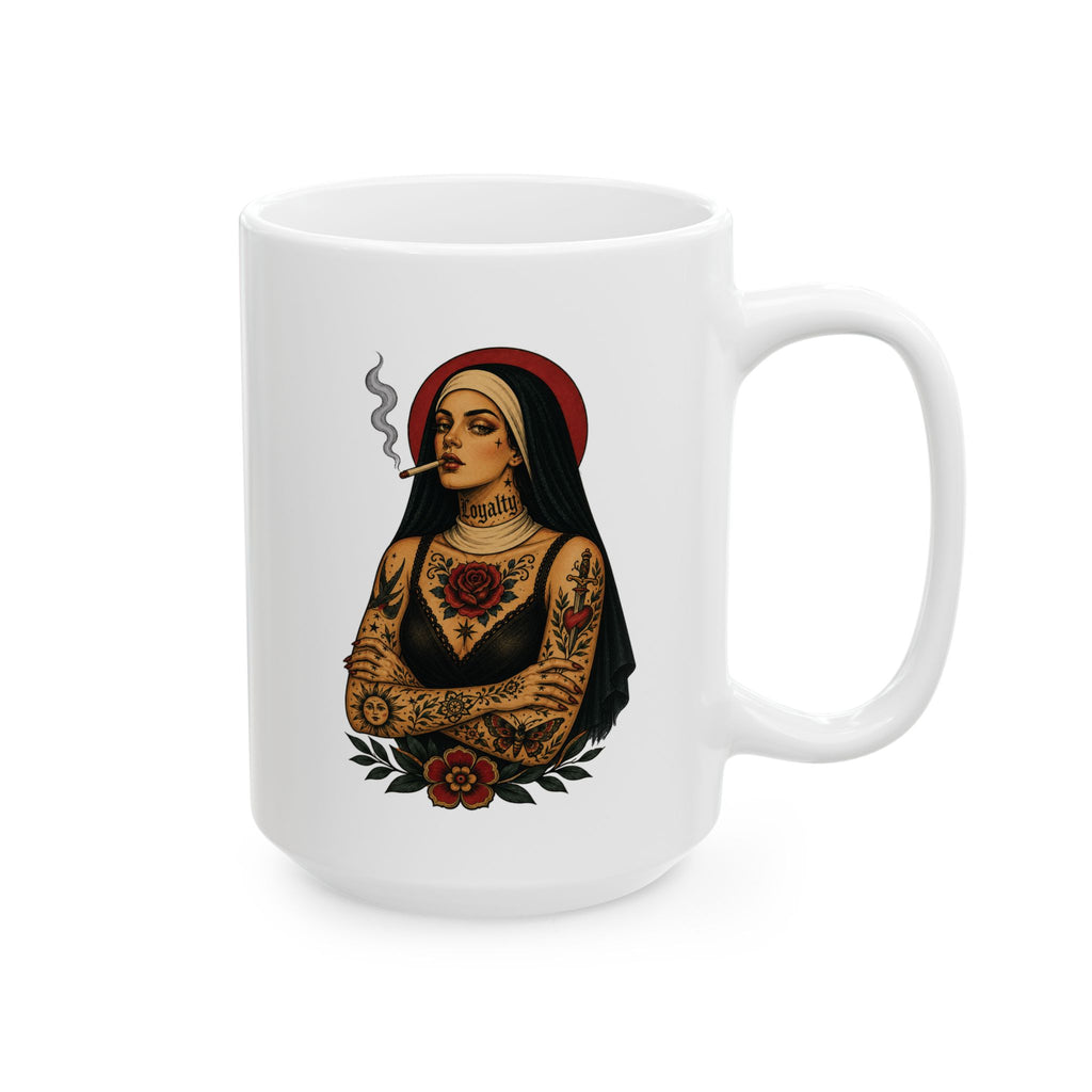 Tattooed Nun Tattoo Flash Ceramic Coffee Cup