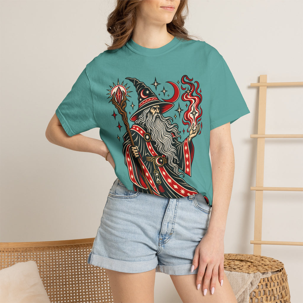 Fire Wizard Tattoo Flash T Shirt