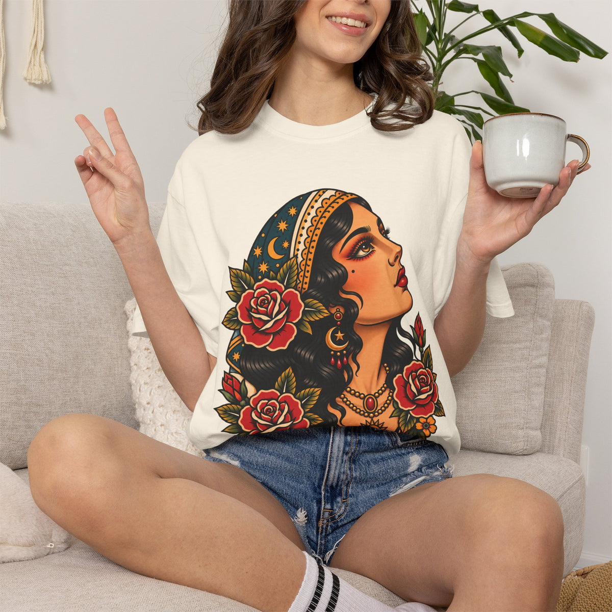 Gypsy Woman Tattoo Flash Sheet T-Shirt
