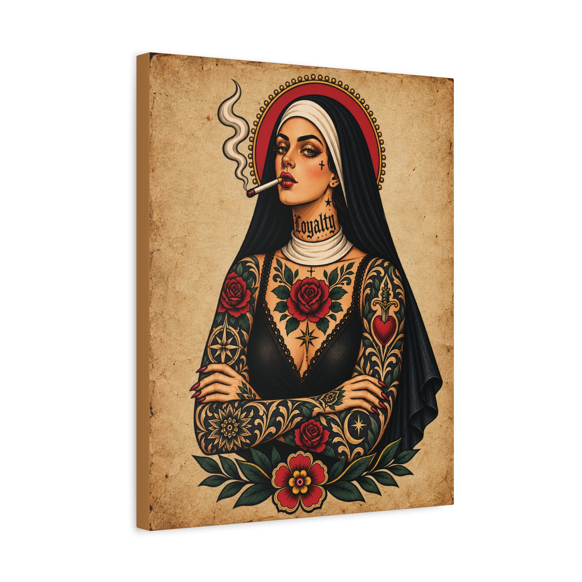 Tattooed Nun Canvas Wall Art