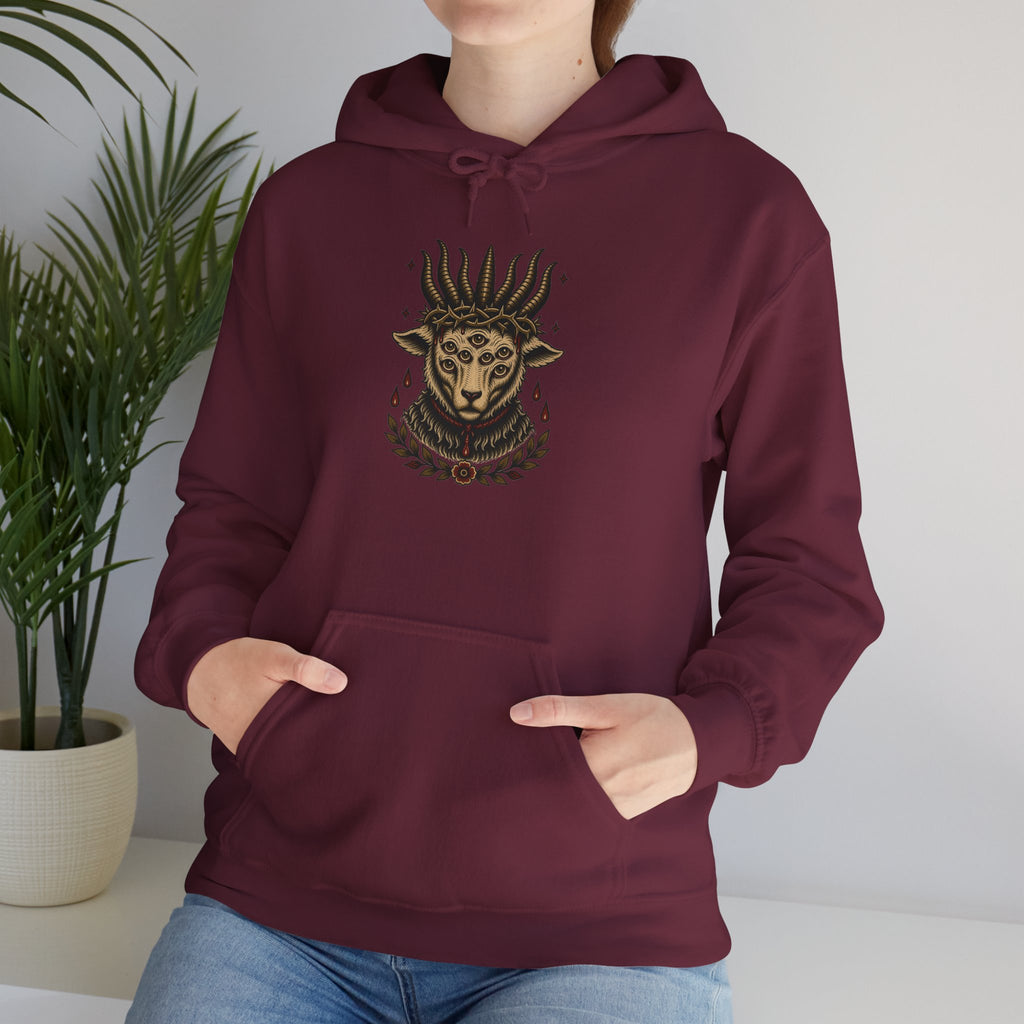 Sacrificial Lamb Hoodie with Revelation 5:6 Scripture Back Print