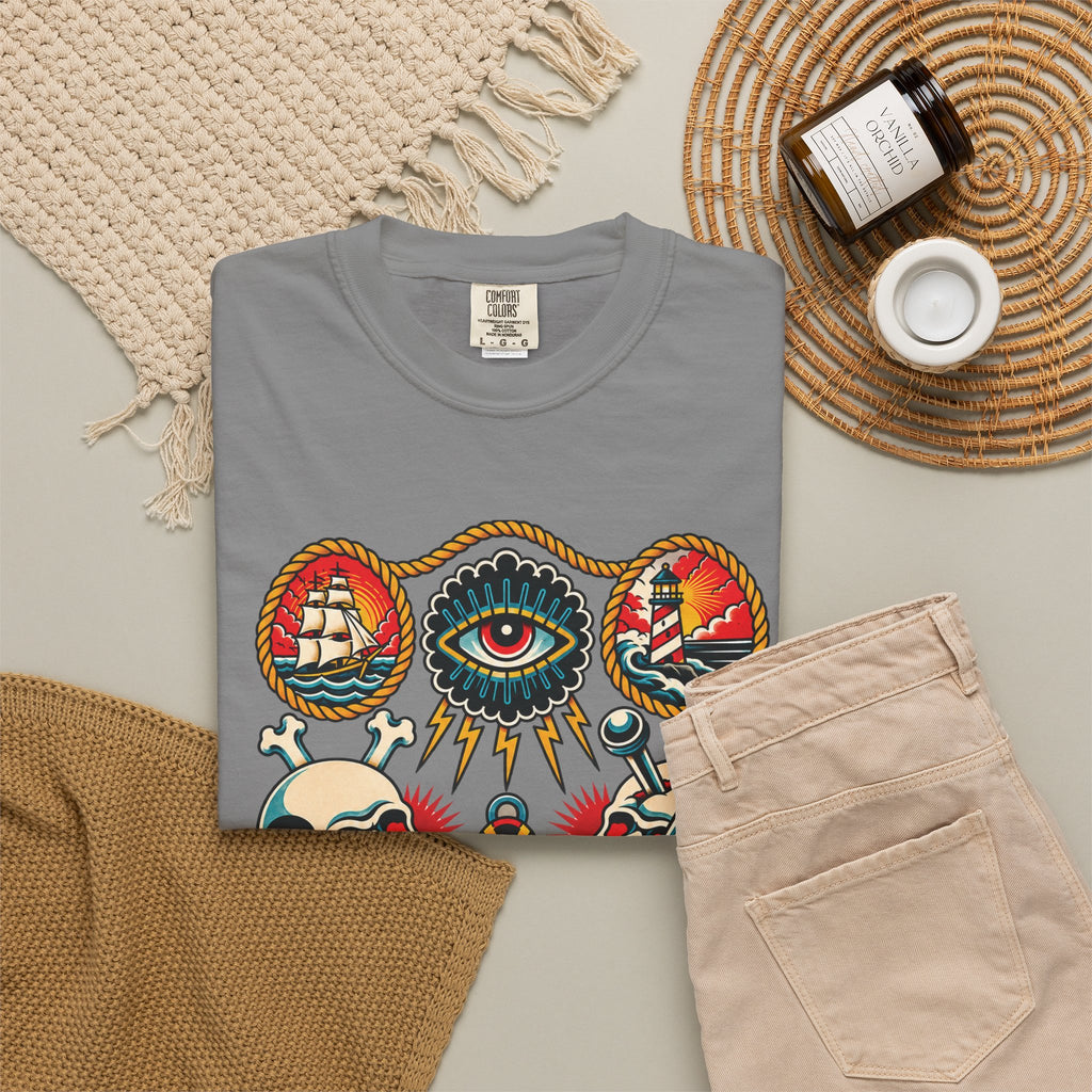 American Traditional Tattoo Flash Sheet T-Shirt
