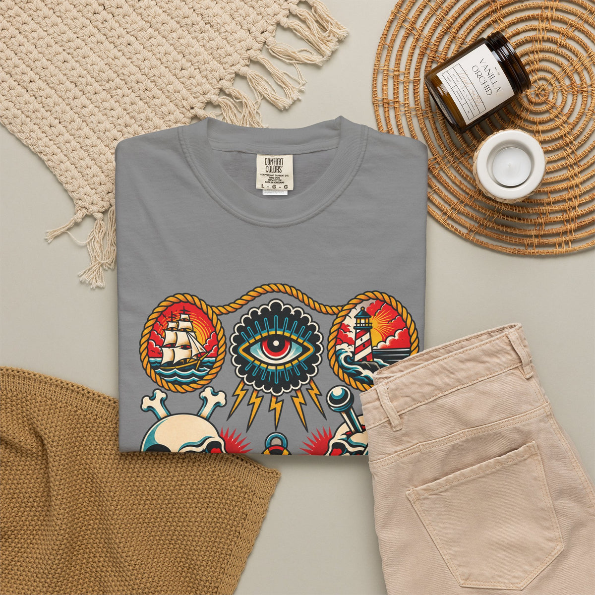 American Traditional Tattoo Flash Sheet T-Shirt