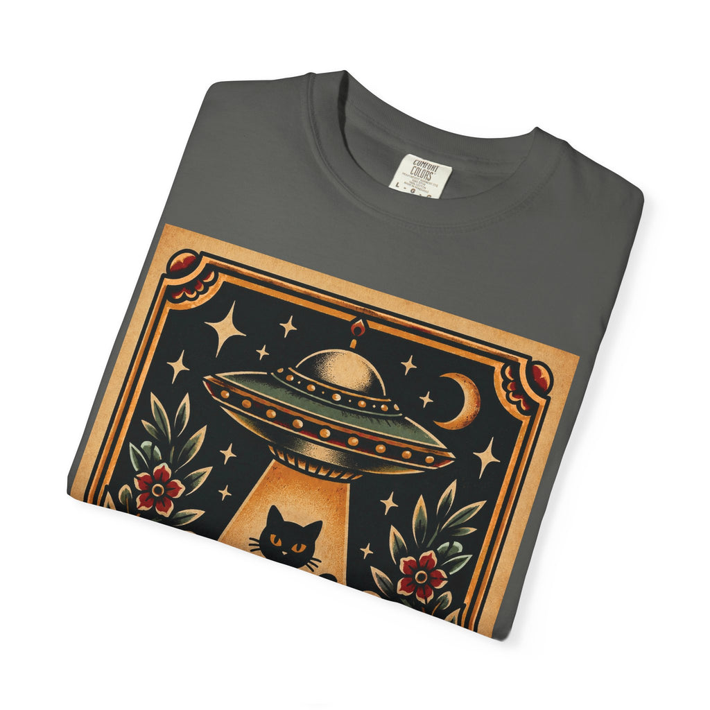 UFO & Black Cat Tattoo Flash Sheet T-Shirt