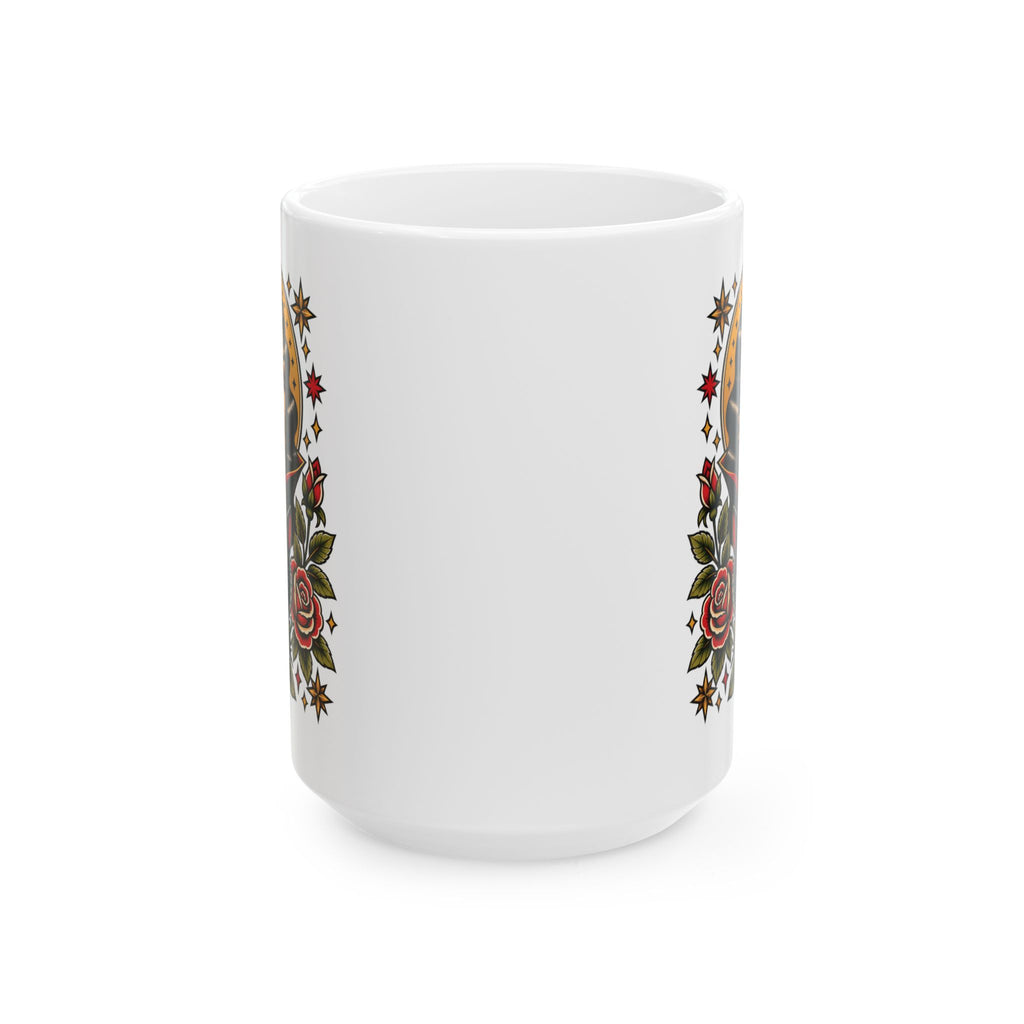 Vampire Woman & Black Cat Tattoo Flash Coffee Mug (11oz & 15oz)