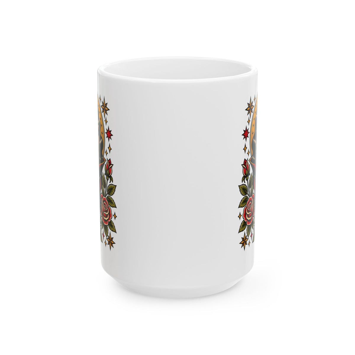 Vampire Woman & Black Cat Tattoo Flash Coffee Mug (11oz & 15oz)