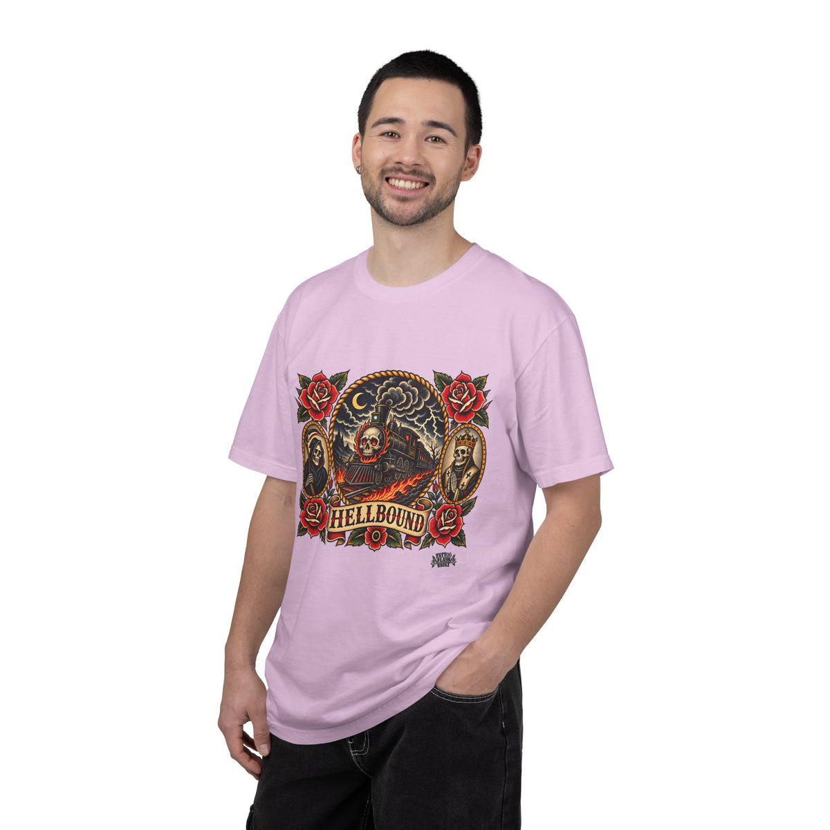 Hellbound Skull Train Tattoo Flash T-Shirt