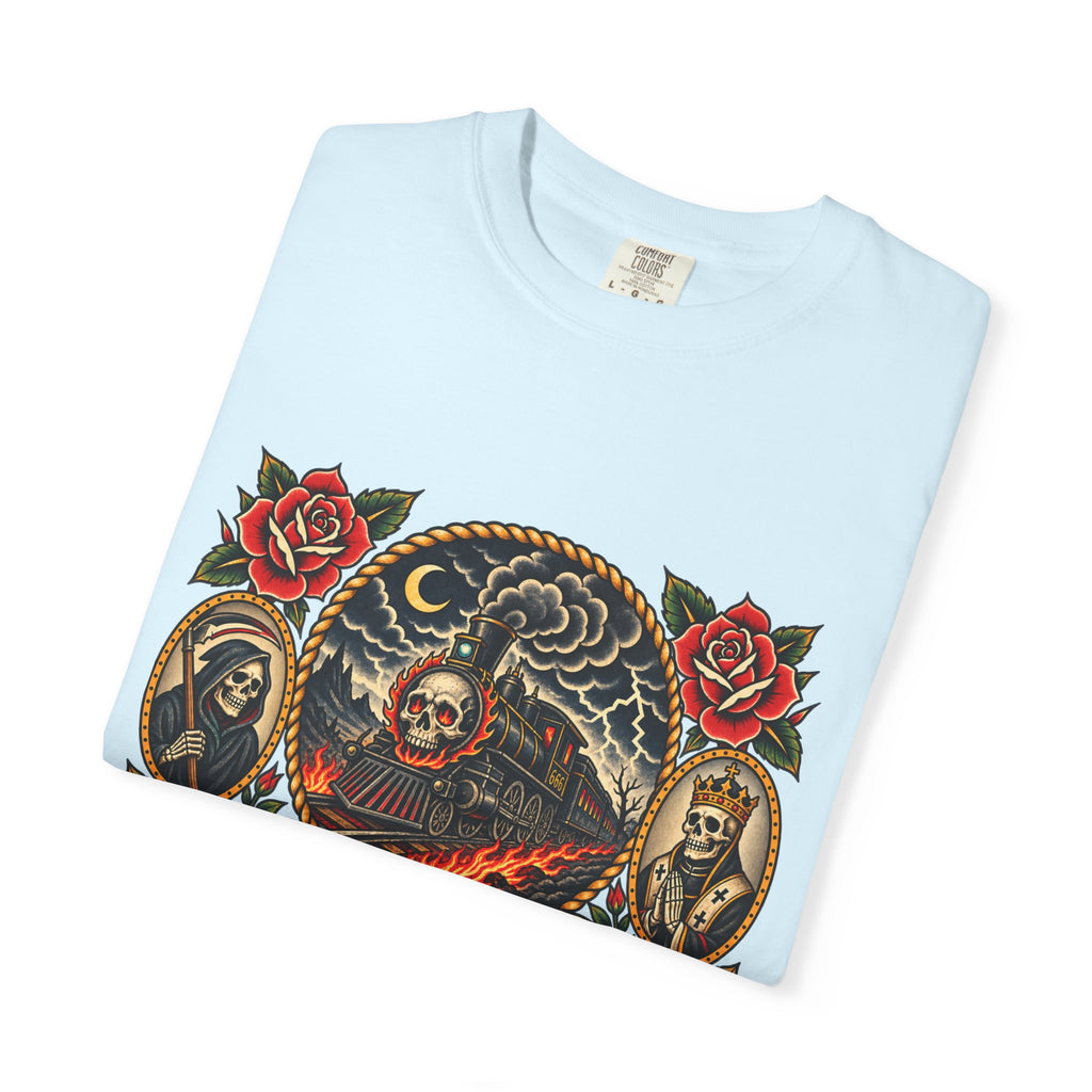 Hellbound Skull Train Tattoo Flash T-Shirt