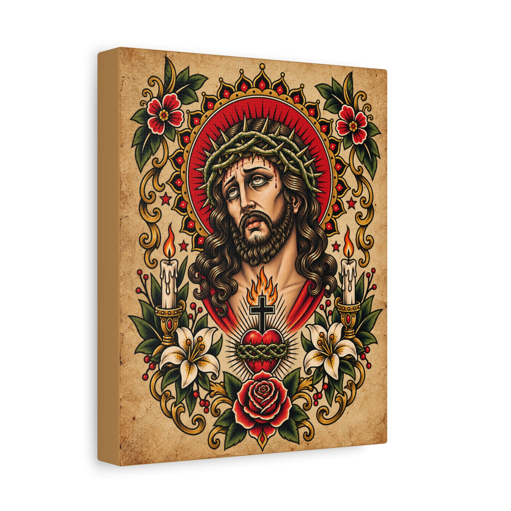 Jesus Christ Tattoo Flash Canvas Wall Art