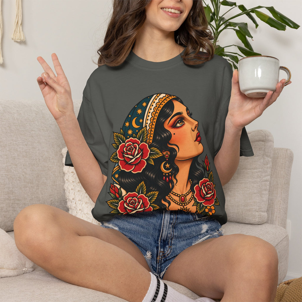 Gypsy Woman Tattoo Flash Sheet T-Shirt