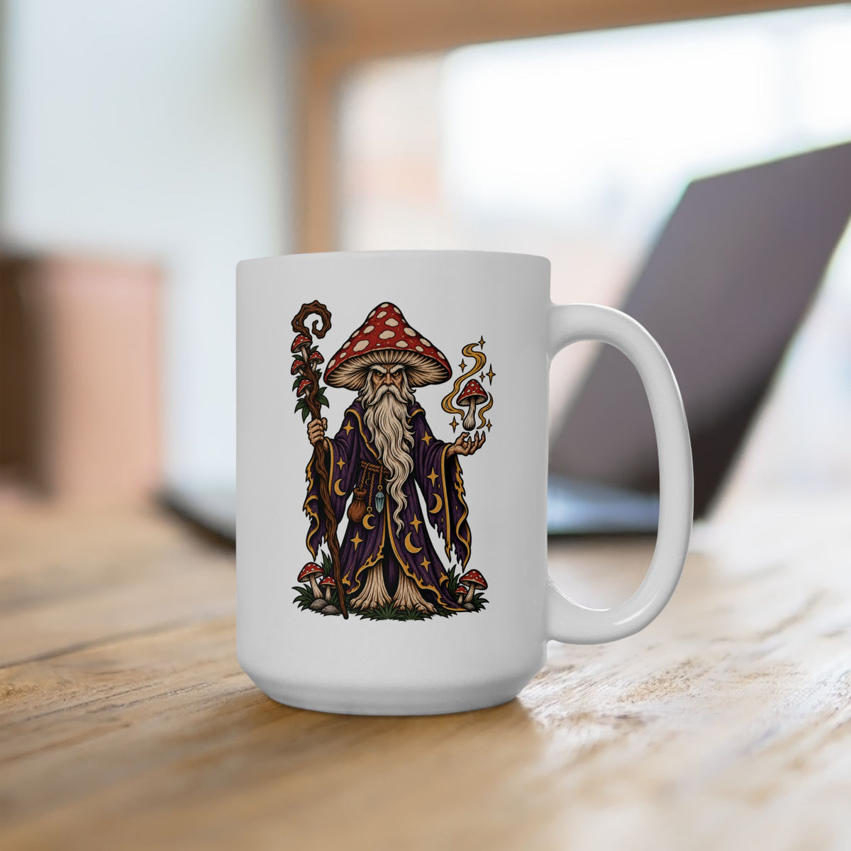 Amanita Mushroom Wizard Tattoo Flash Coffee Mug (11oz & 15oz)
