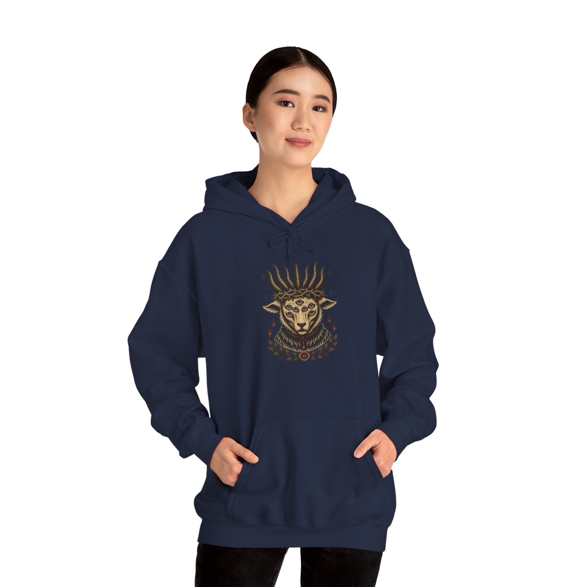 Sacrificial Lamb Hoodie with Revelation 5:6 Scripture Back Print