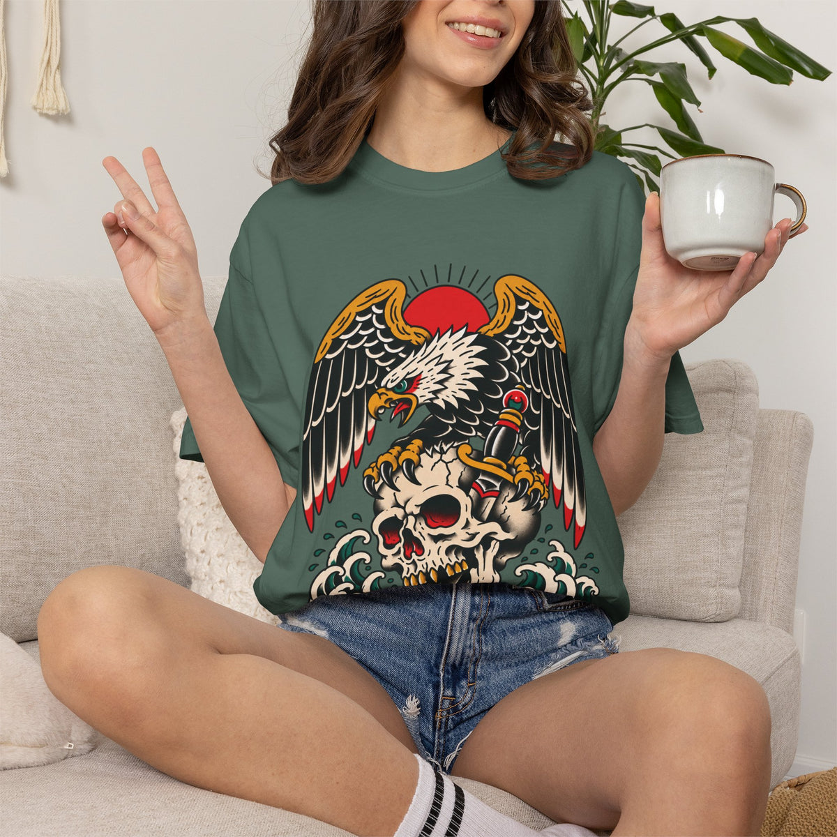 American Traditional Eagle & Skull Tattoo Flash T-Shirt