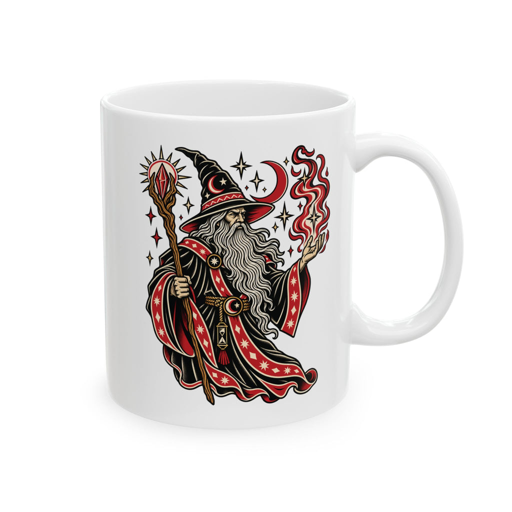 Fire Wizard Tattoo Flash Ceramic Coffee Mug (11oz, 15oz)