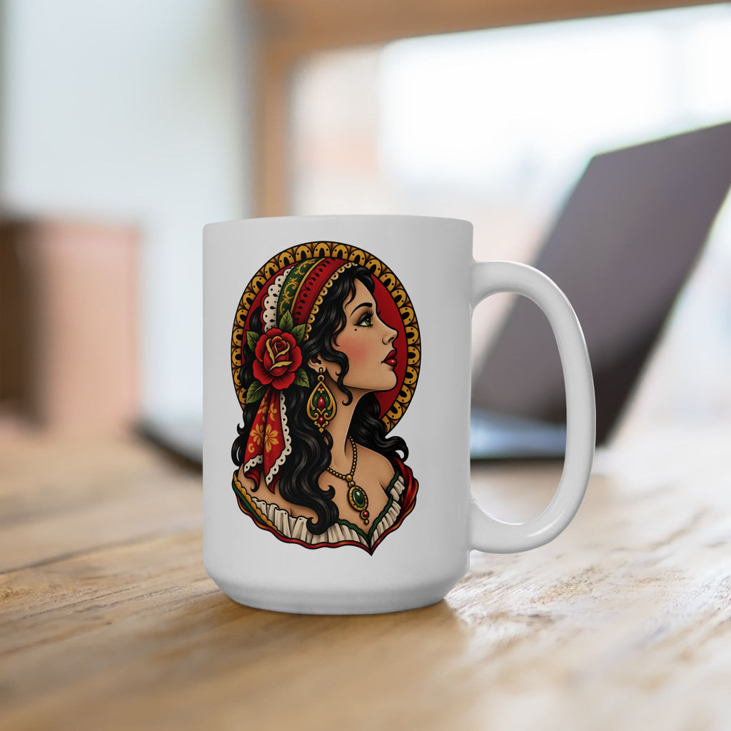 Esmeralda Gypsy Tattoo Flash Ceramic Coffee Mug (11oz, 15oz)
