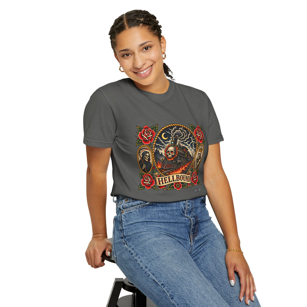 Hellbound Skull Train Tattoo Flash T-Shirt