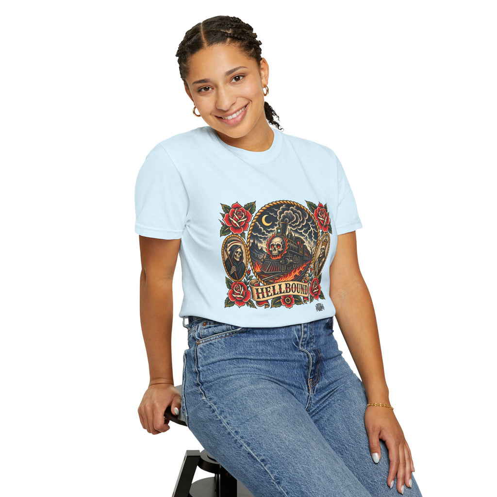 Hellbound Skull Train Tattoo Flash T-Shirt