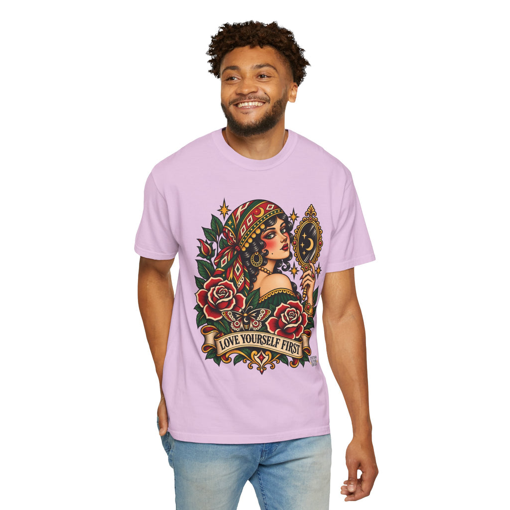 Love Yourself First Gypsy Woman Tattoo Flash Sheet T-Shirt