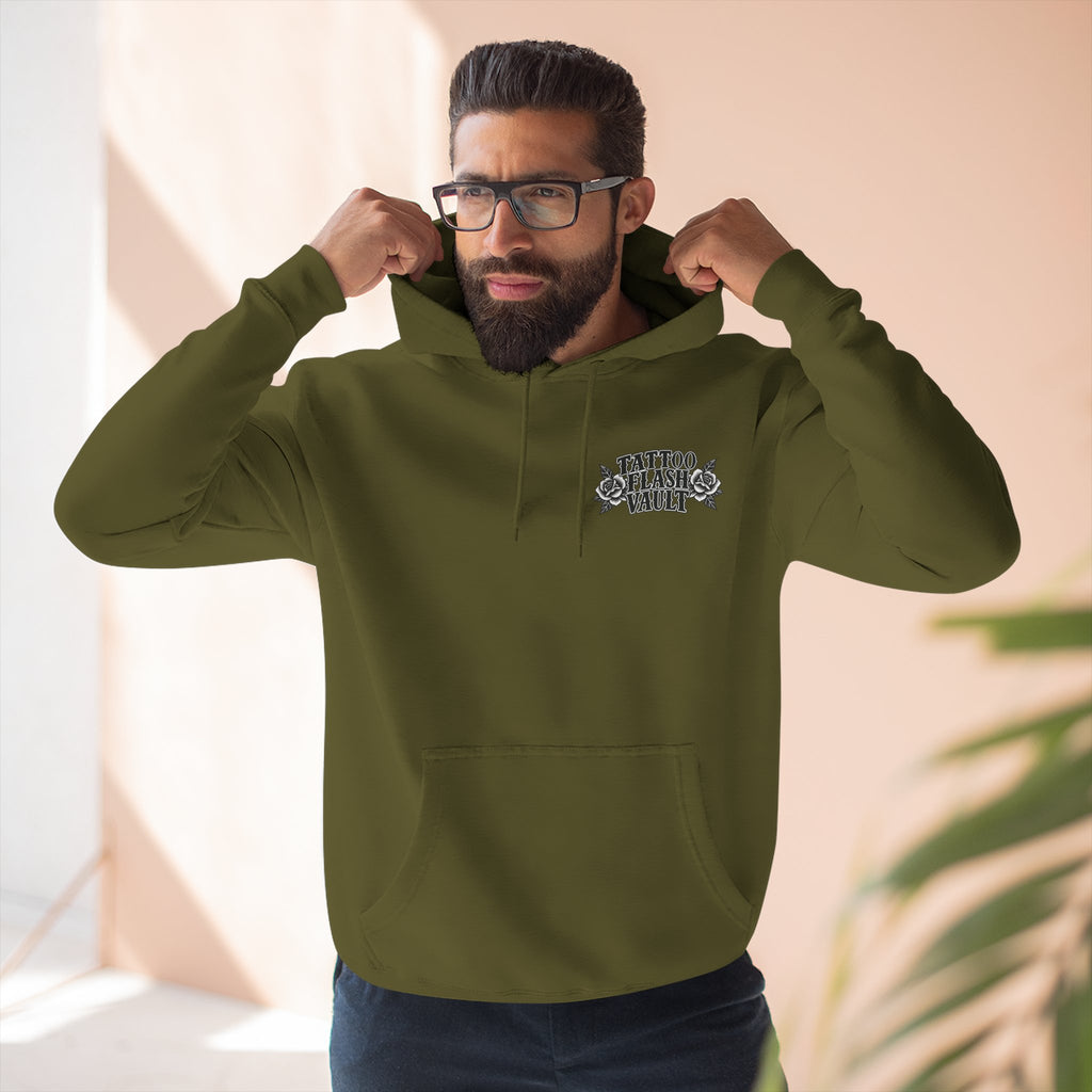 Jesus Cross Tattoo Flash Pullover Hoodie (Back Design)
