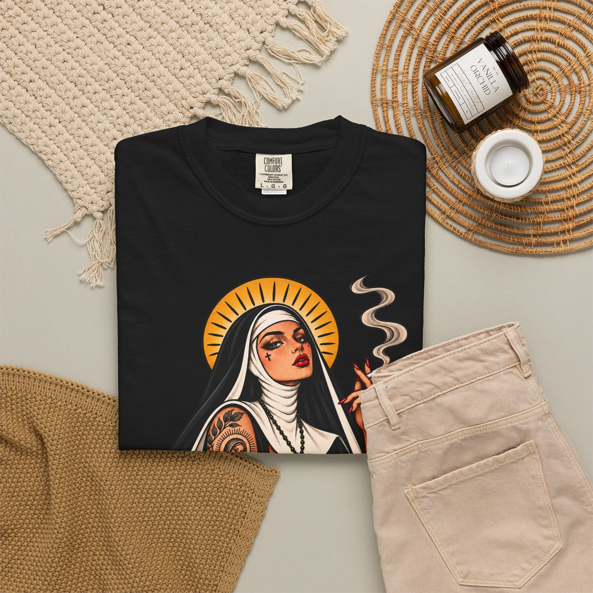Rebel Nun Tattoo Flash T-Shirt