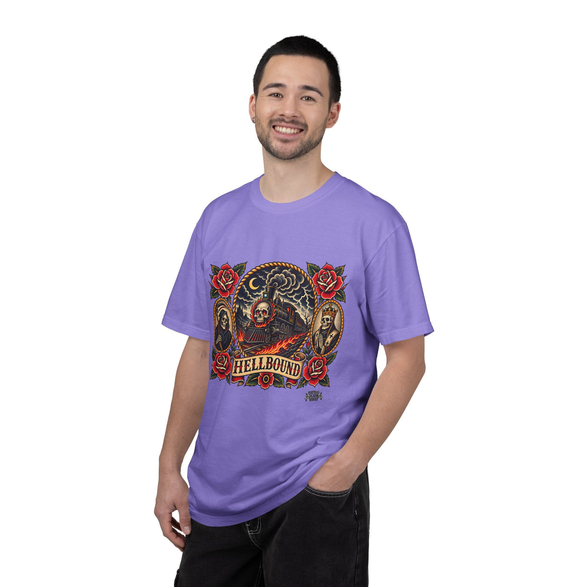 Hellbound Skull Train Tattoo Flash T-Shirt