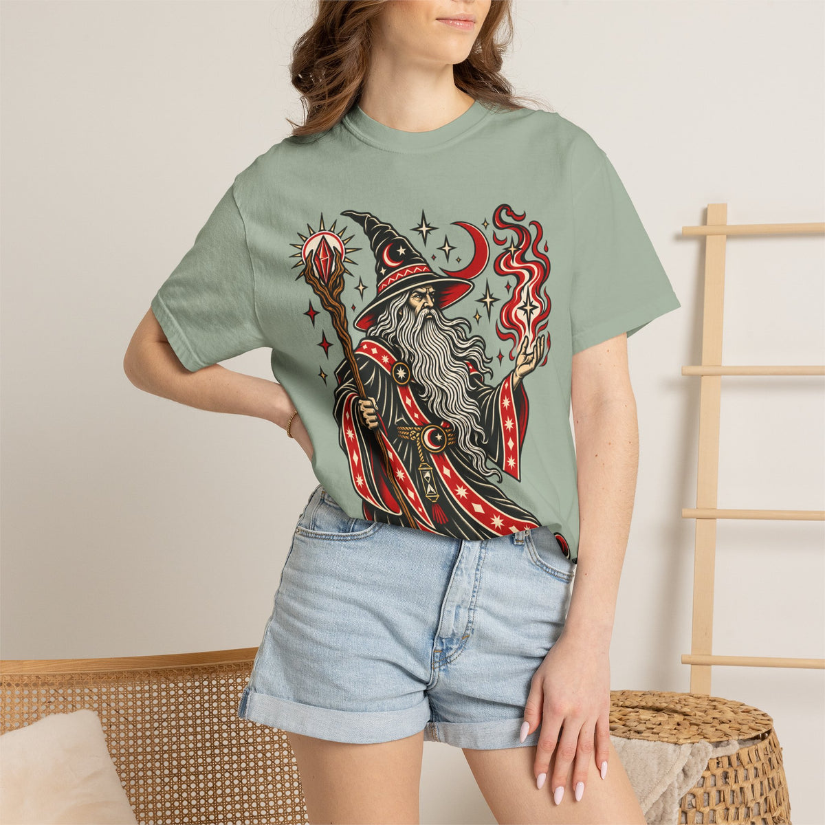 Fire Wizard Tattoo Flash T Shirt