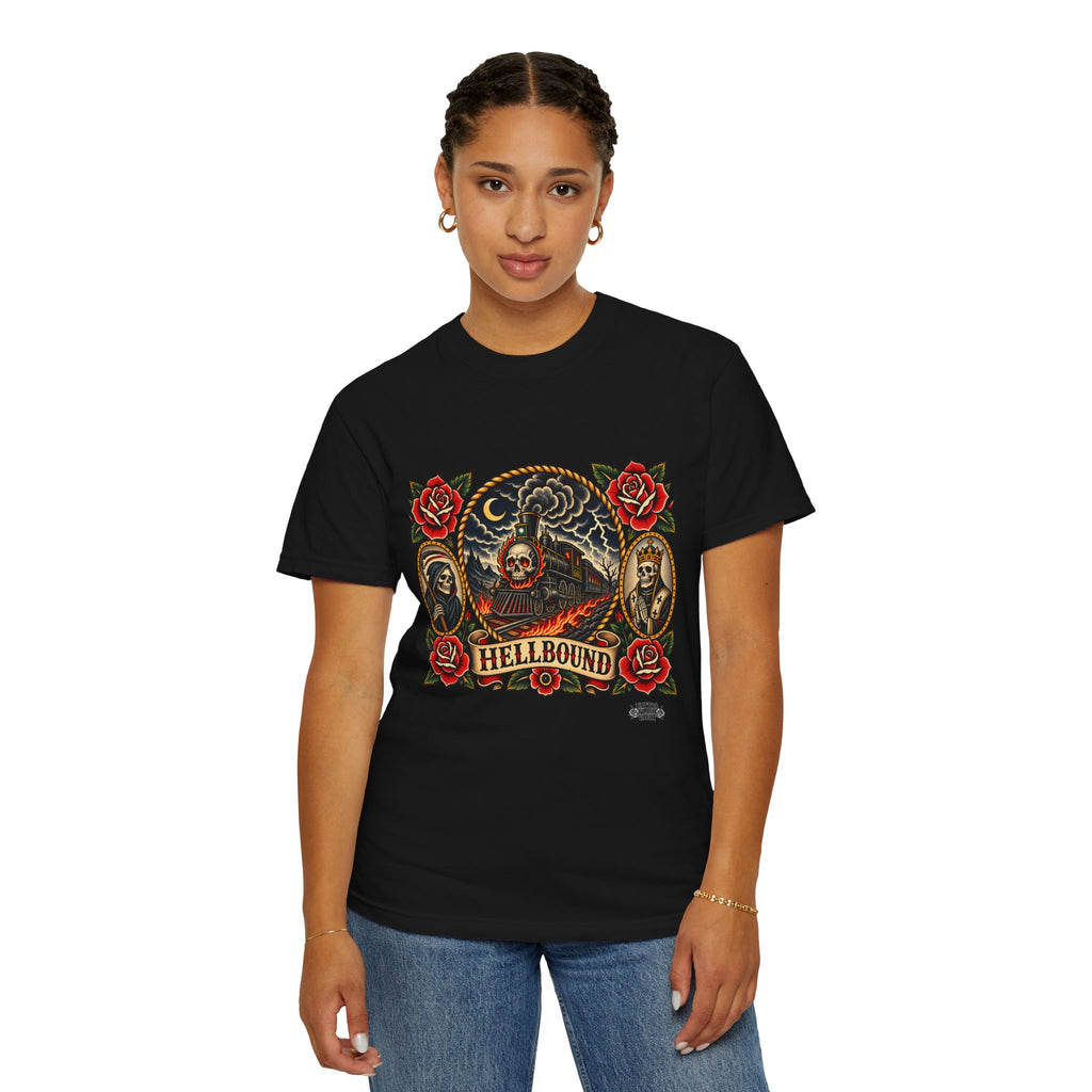 Hellbound Skull Train Tattoo Flash T-Shirt