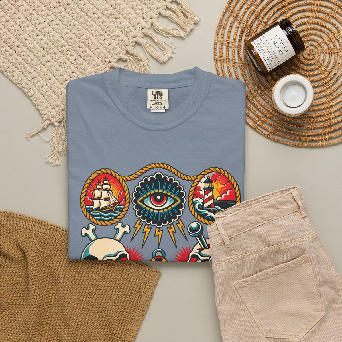 American Traditional Tattoo Flash Sheet T-Shirt