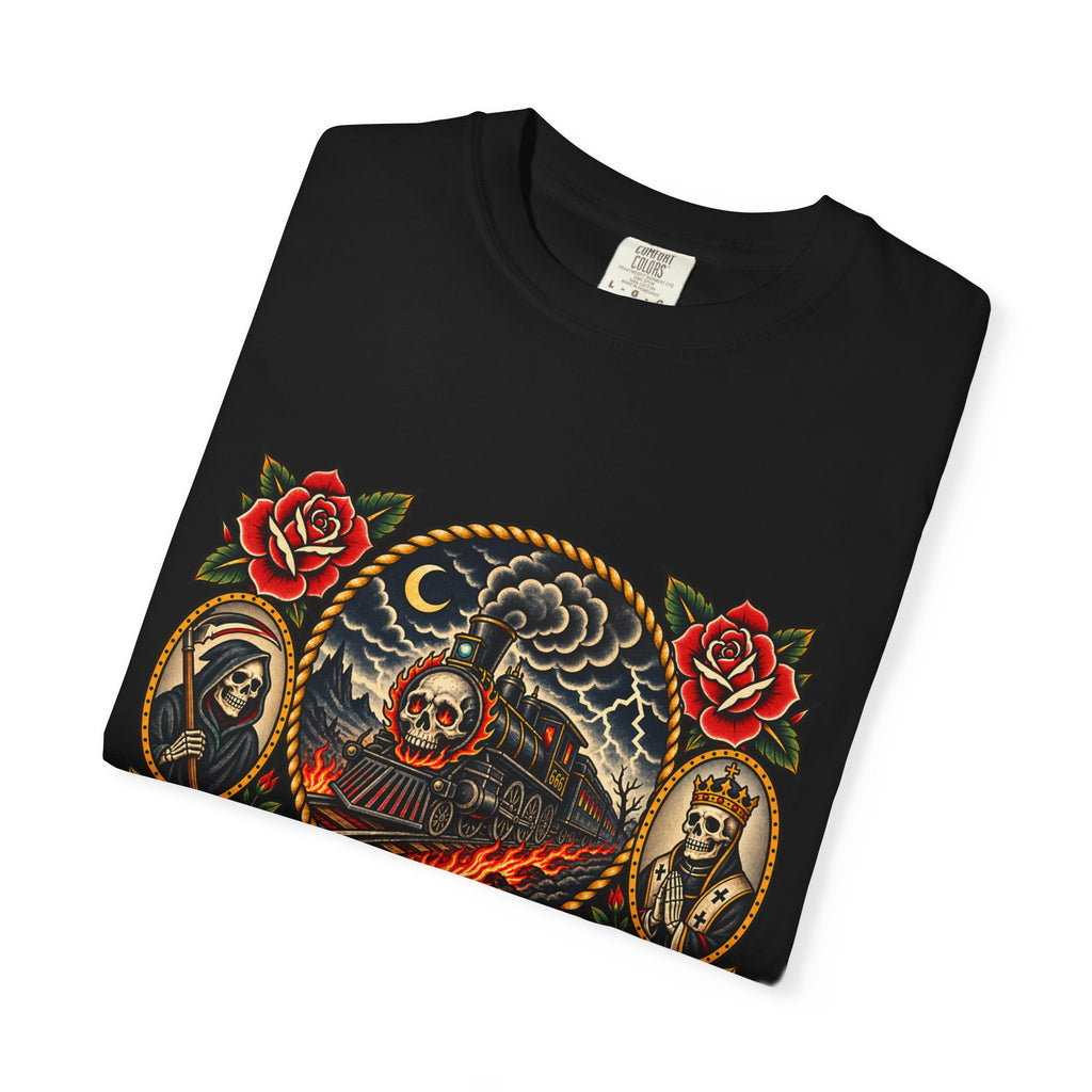 Hellbound Skull Train Tattoo Flash T-Shirt