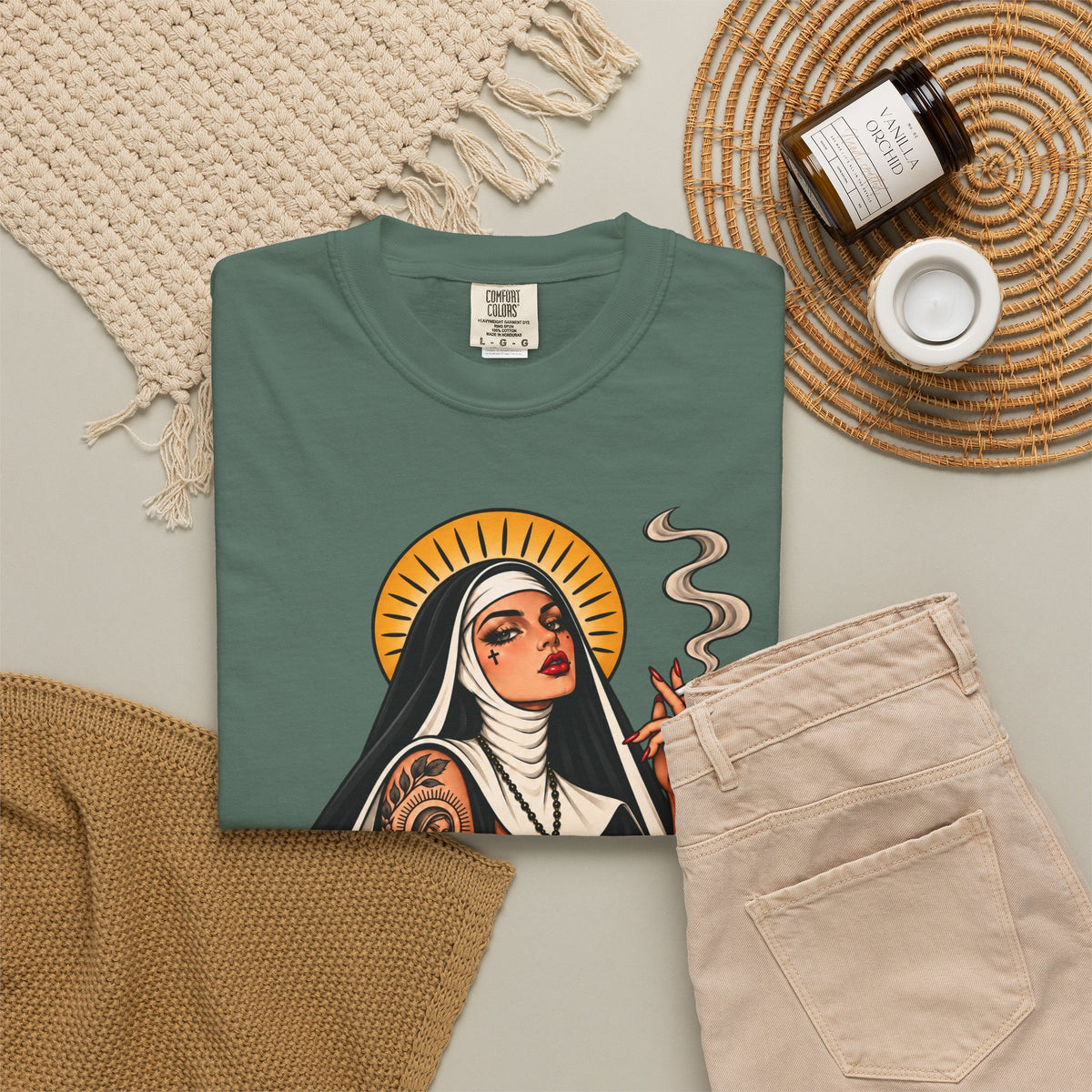 Rebel Nun Tattoo Flash T-Shirt