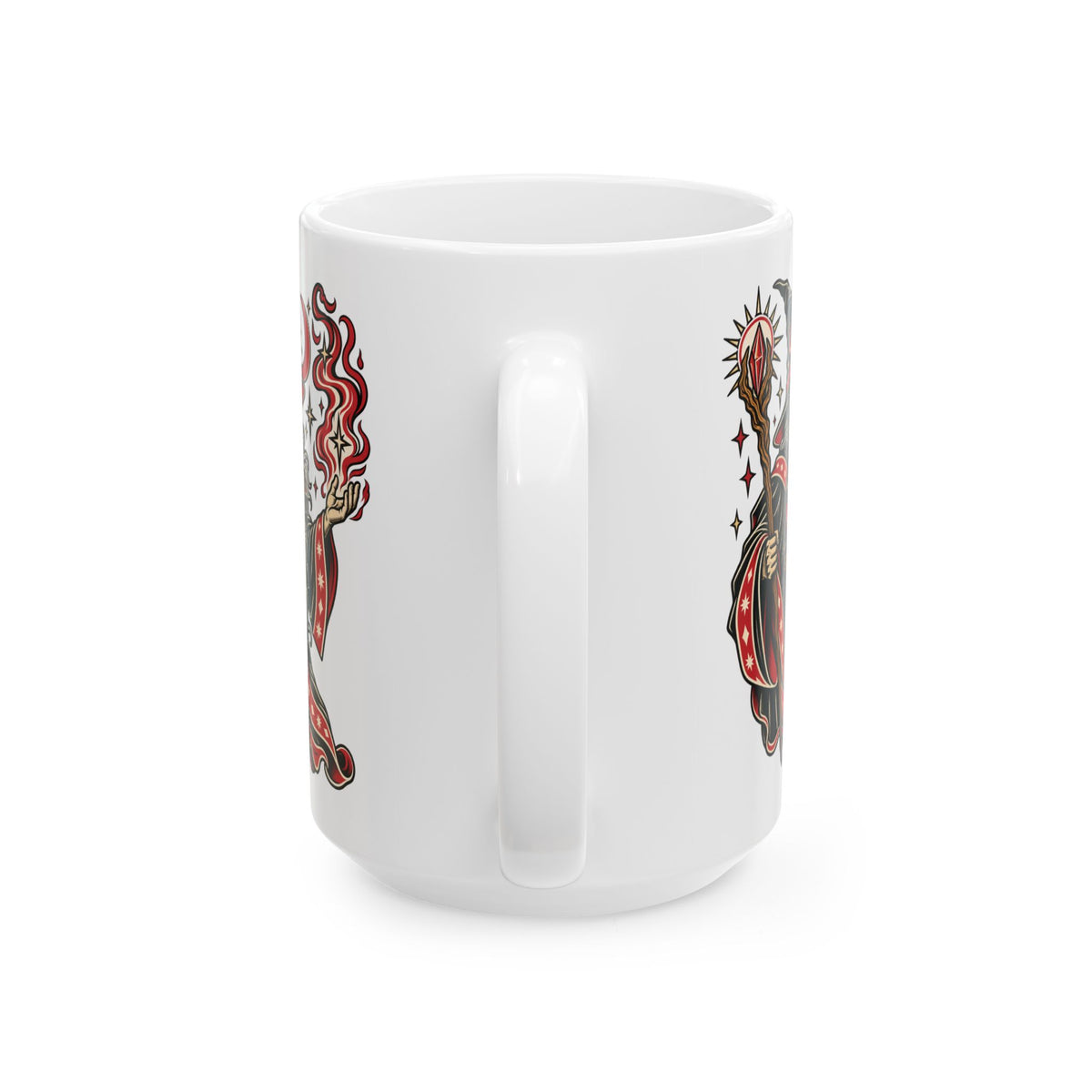 Fire Wizard Tattoo Flash Ceramic Coffee Mug (11oz, 15oz)