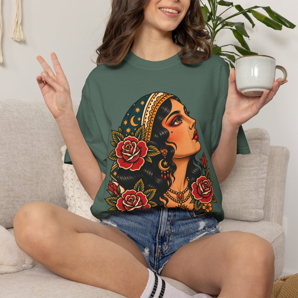 Gypsy Woman Tattoo Flash Sheet T-Shirt