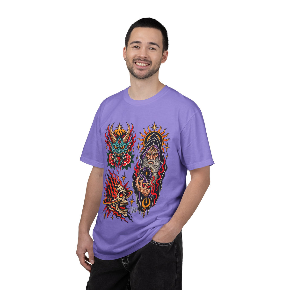 Wizard, Oni and Skull Tattoo Flash T-Shirt