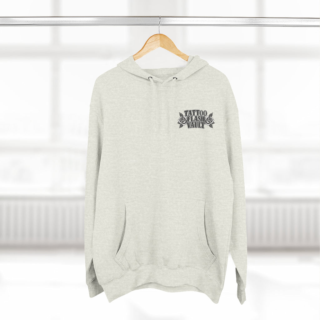 Frog Painter Tattoo Flash Pullover Hoodie (Back Design)