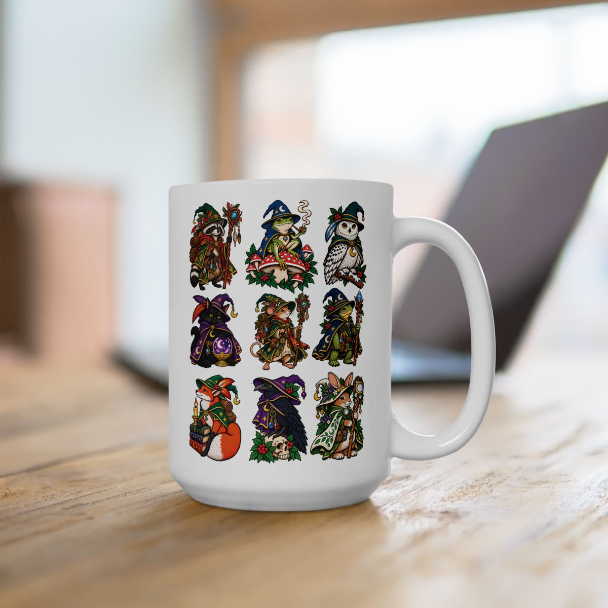 Woodland Witches & Wizards Tattoo Flash Ceramic Coffee Mug (11oz, 15oz)