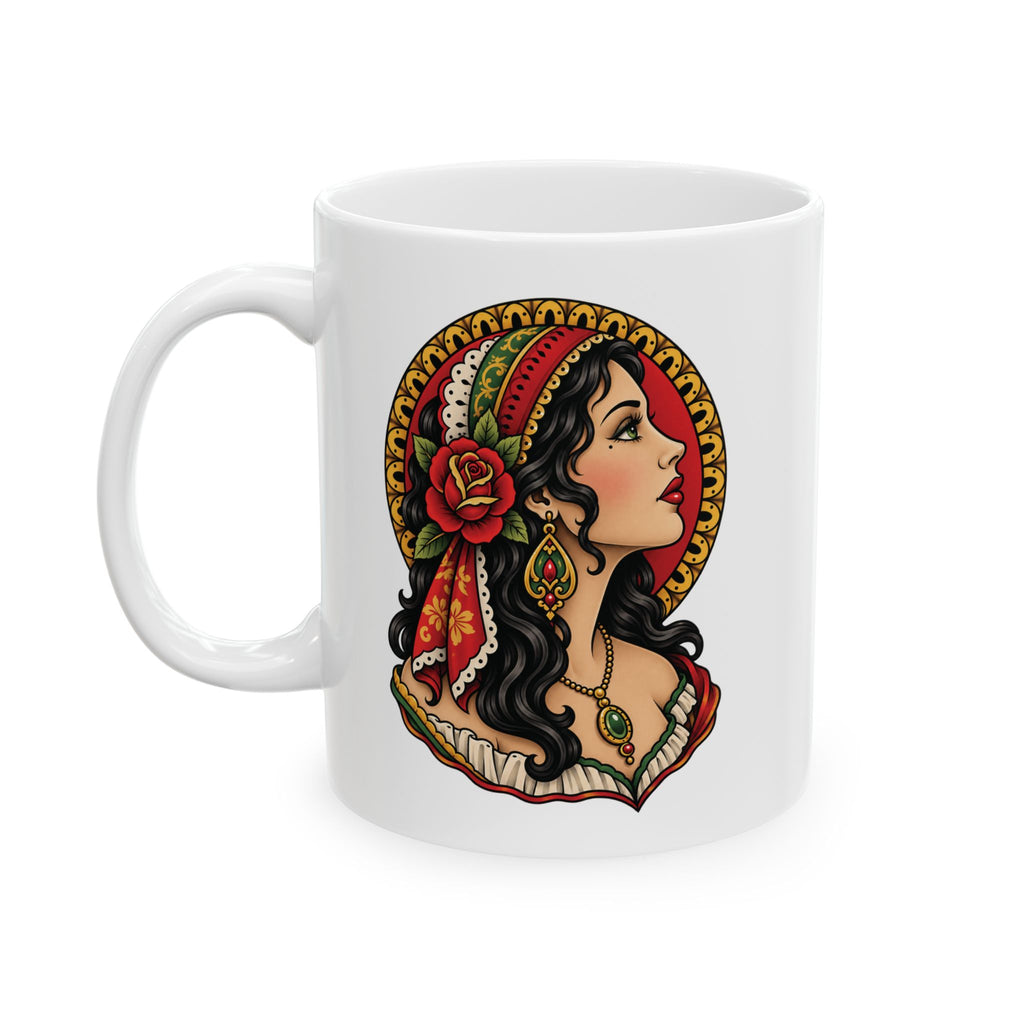 Esmeralda Gypsy Tattoo Flash Ceramic Coffee Mug (11oz, 15oz)