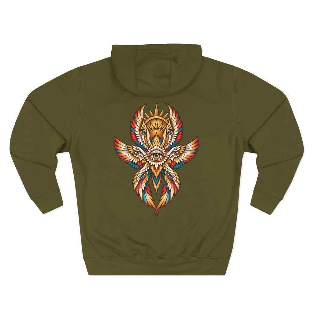 Seraphim Biblically Accurate Angel Tattoo Flash Pullover Hoodie (Back Design)