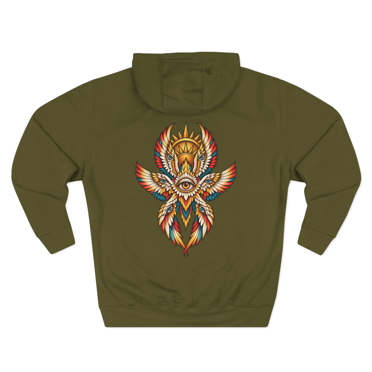 Seraphim Biblically Accurate Angel Tattoo Flash Pullover Hoodie (Back Design)
