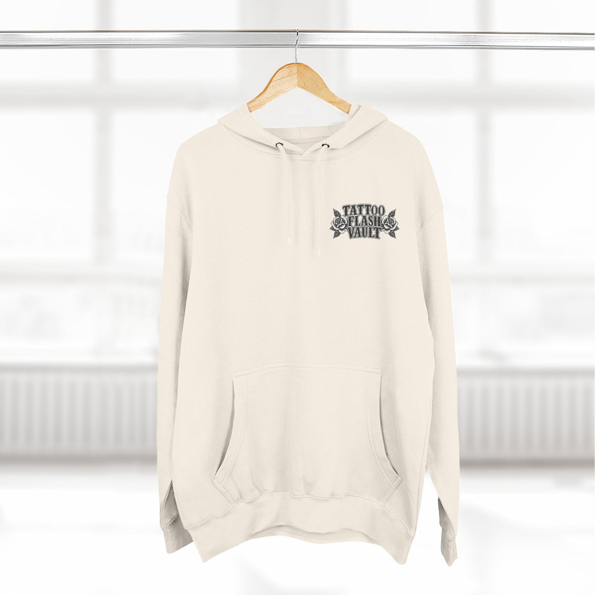 Hourglass & Skull Tattoo Flash Pullover Hoodie (Back Design)