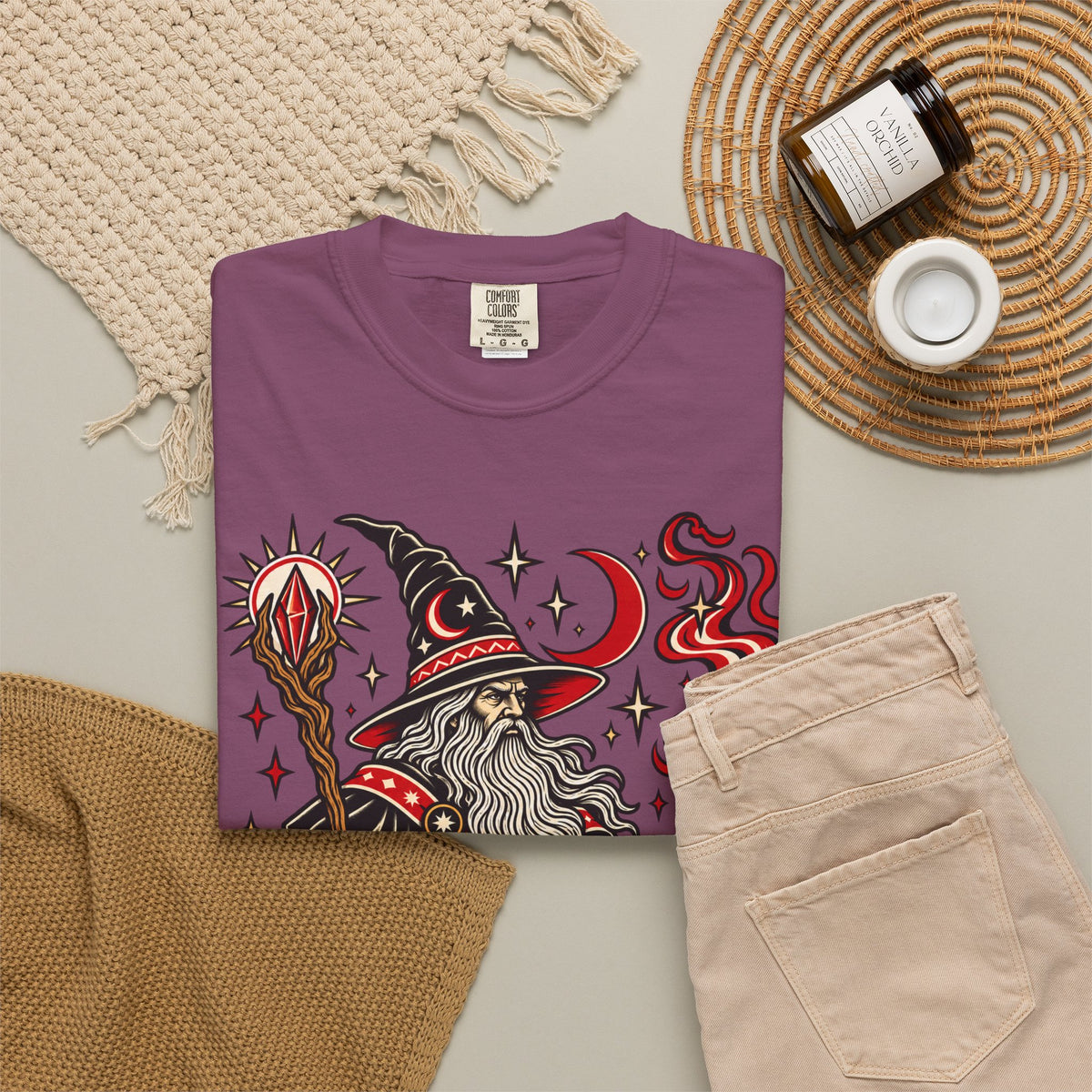 Fire Wizard Tattoo Flash T Shirt